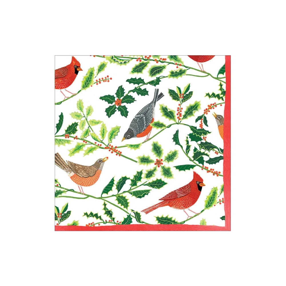 Cocktail Napkin - Songbirds And Holly White  Caspari   