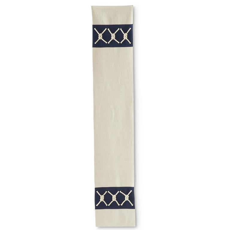 Blue & White Nautical Knot Table Runner 72"  K&K   