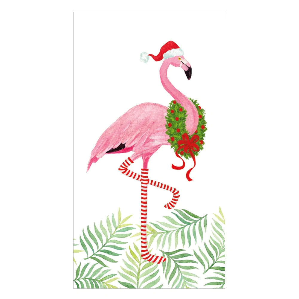 Guest Towel Napkin - Christmas Flamingos  Caspari   