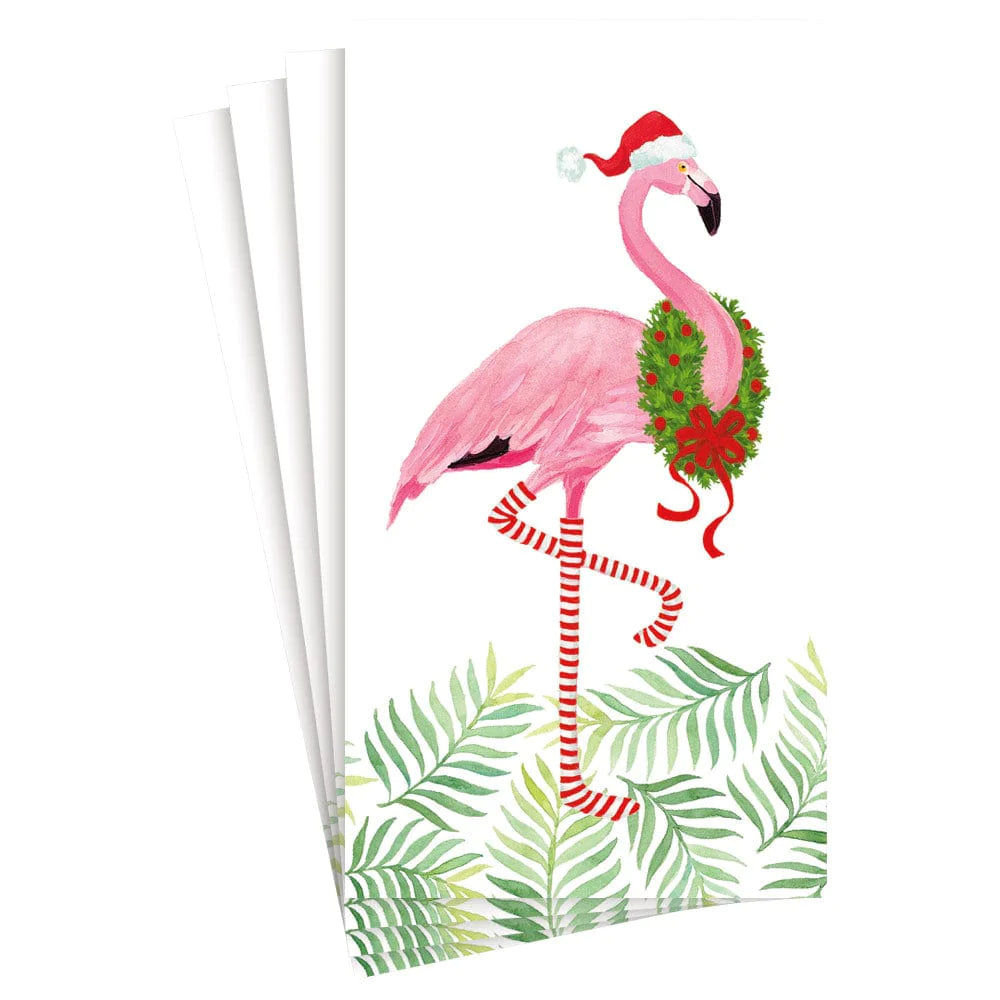 Guest Towel Napkin - Christmas Flamingos  Caspari   