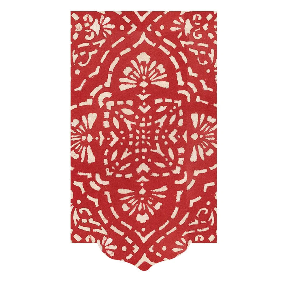 Guest Towel Napkin - Annika Red Linen - Die Cut  Caspari   