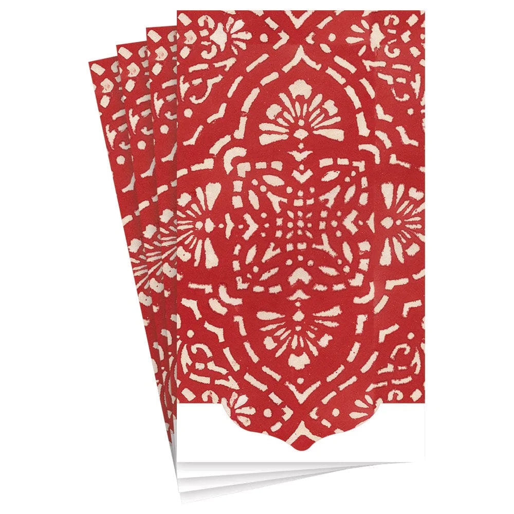 Guest Towel Napkin - Annika Red Linen - Die Cut  Caspari   