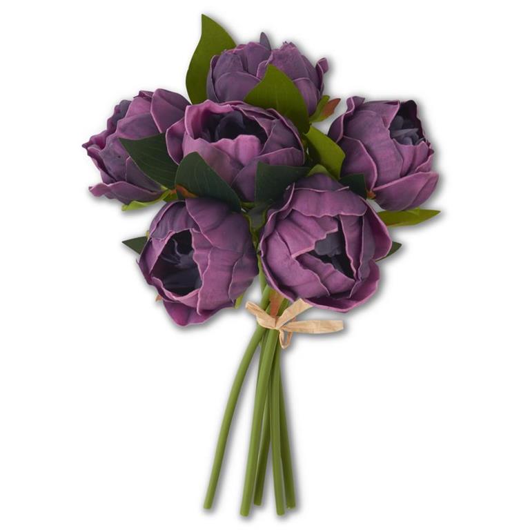 Real Touch Peony Bundle - 6 Stem Artificial Flora K&K Purple  