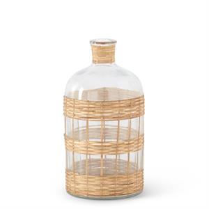 Bottles in Woven Rattan Sleeves Decor K&K Small  