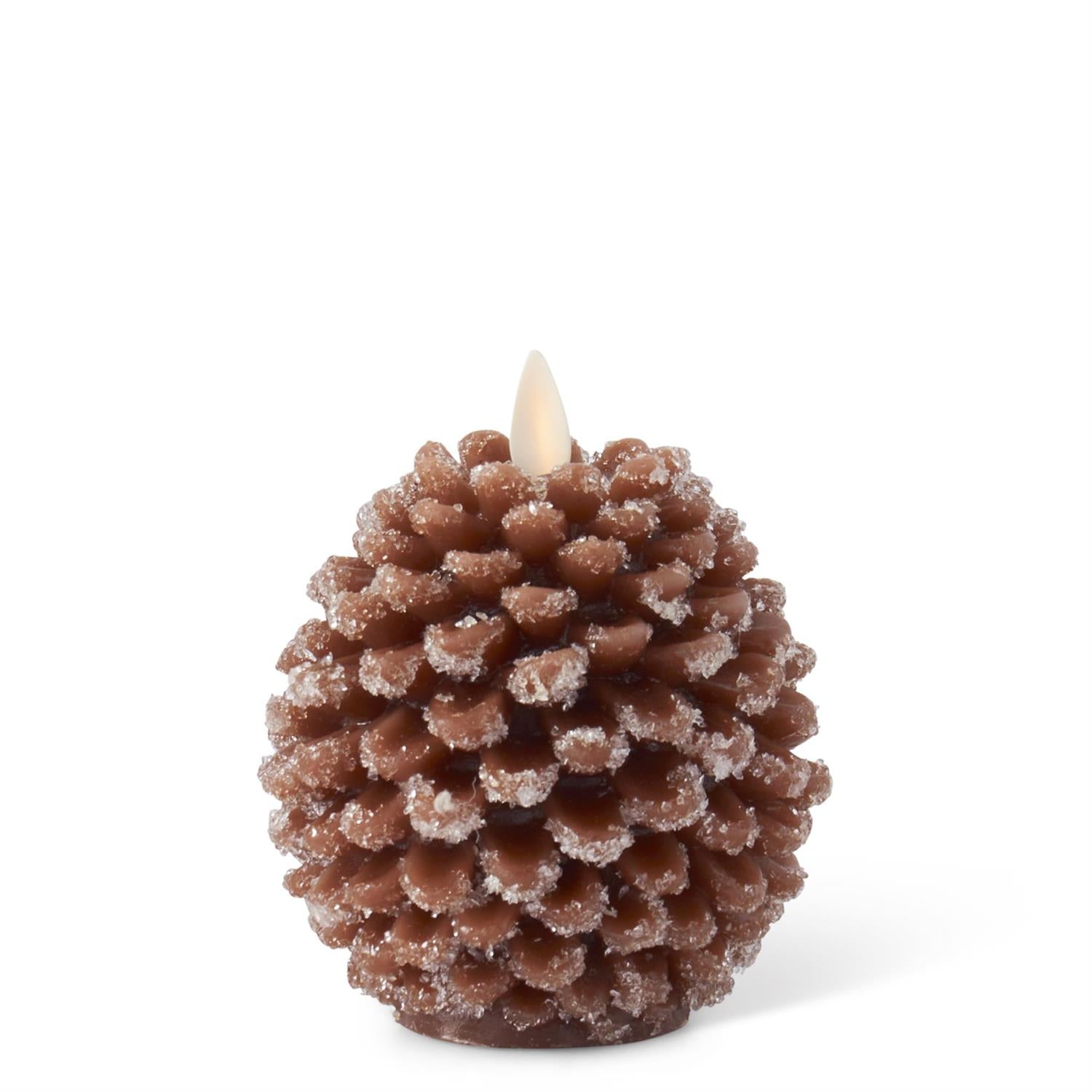 Wax Snowy Pinecone Luminara Indoor Candle  K&K Brown  