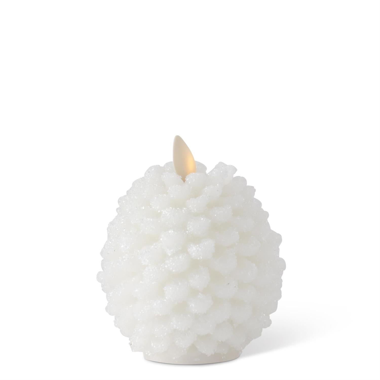 Wax Snowy Pinecone Luminara Indoor Candle  K&K White  