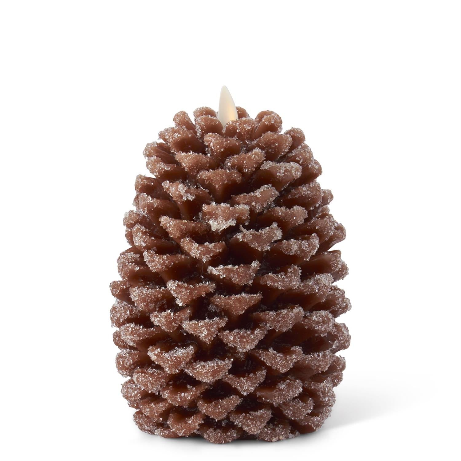 Wax Snowy Pinecone Luminara Indoor Candle - Large  K&K Brown  