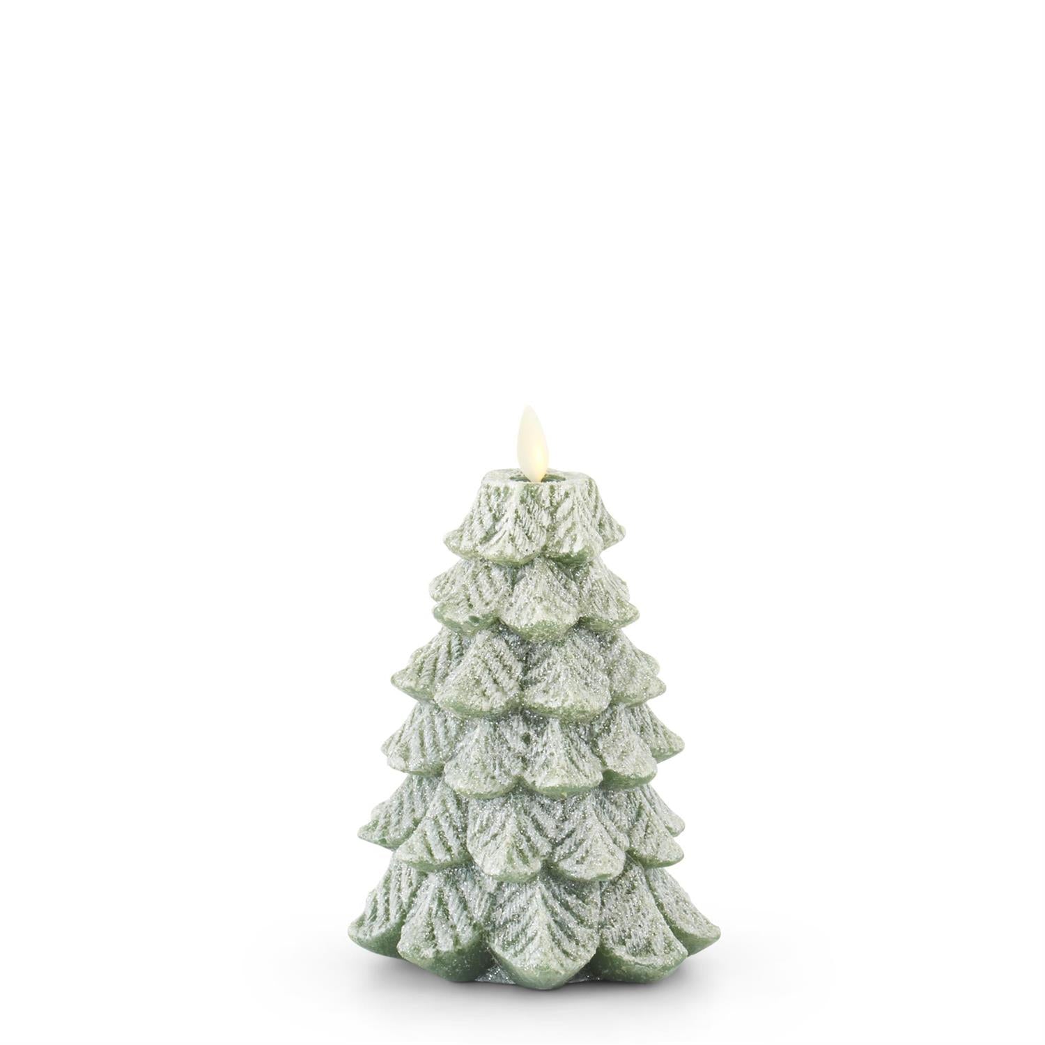 Green Snowy Tree Luminara Indoor Candle  K&K Small  