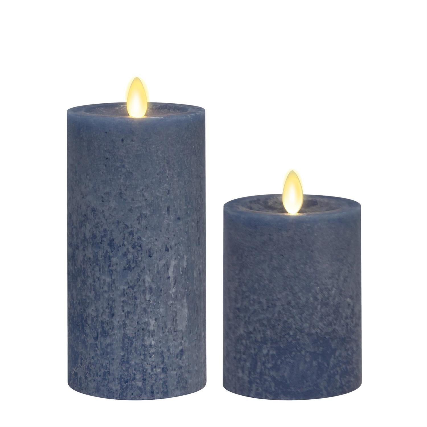 Lake Blue Seaglass Luminara Indoor Pilar Candle  K&K   