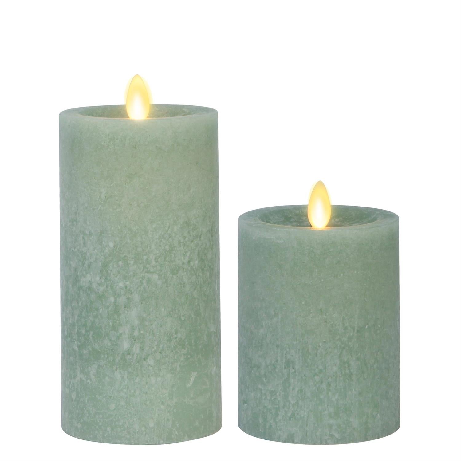 Iceberg Green Seasglass Luminara Indoor Pilar Candle  K&K   