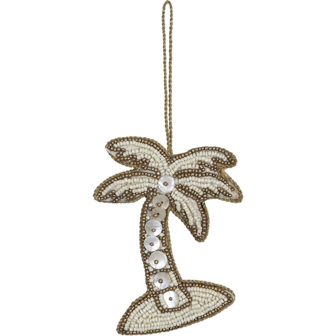 Palm Tree Gold Mop & Beaded Ornament  HS Seashells   