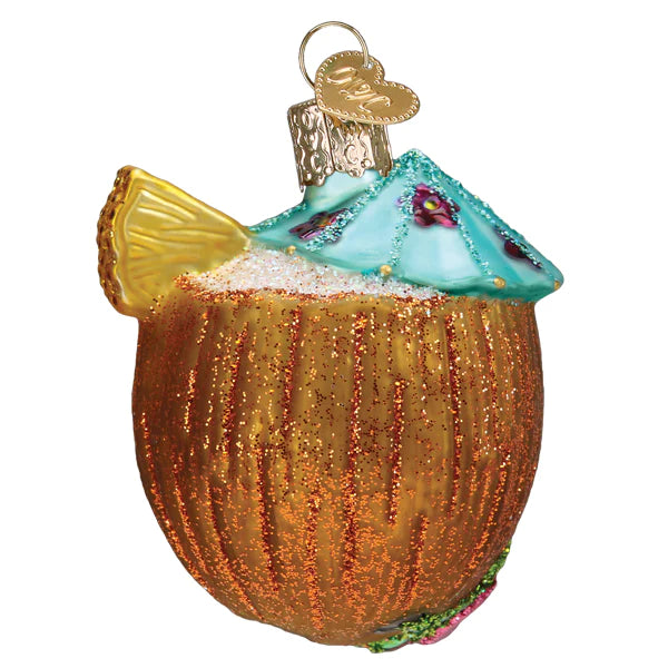 Tropical Coconut Drink Ornament  Old World Christmas   