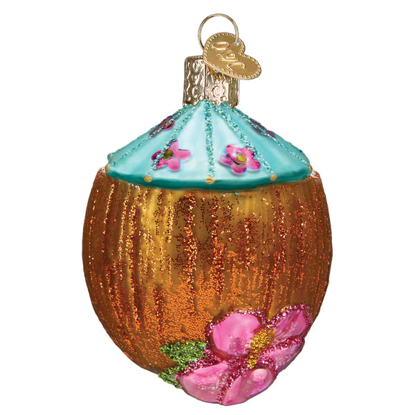 Tropical Coconut Drink Ornament  Old World Christmas   