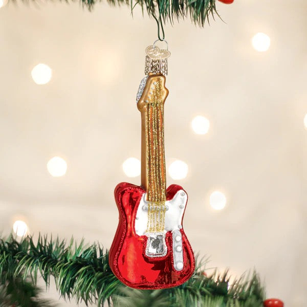 Red Electric Guitar Ornament  Old World Christmas   