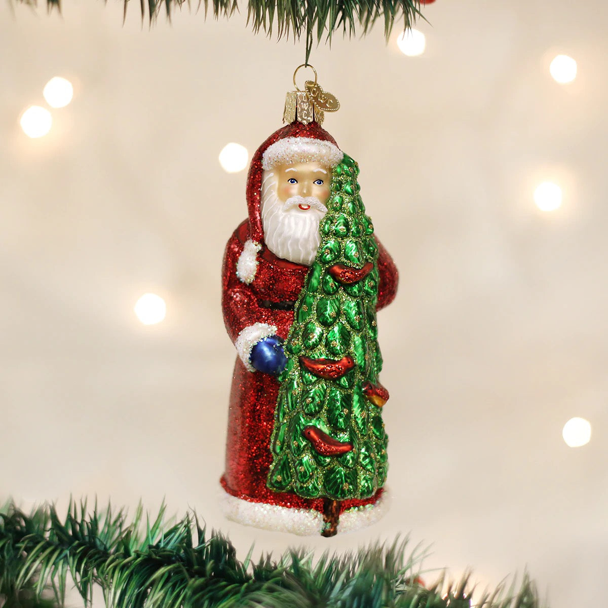 Santa With Calling Birds Ornament  Old World Christmas   