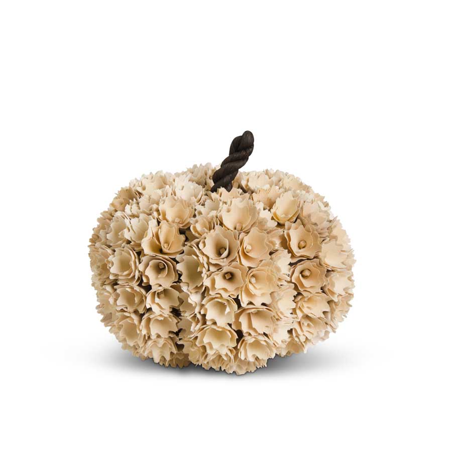 10 Inch Cream Shaved Wood Pumpkin  K&K   