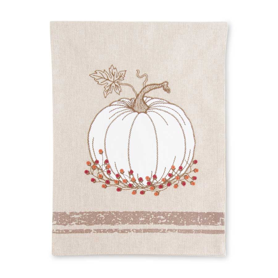 Tan Table Runner w/Embroidered Pumpkin  K&K   