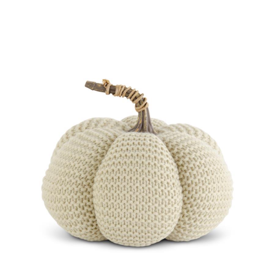 Knit Stuffed Pumpkin 7"  K&K Cream  