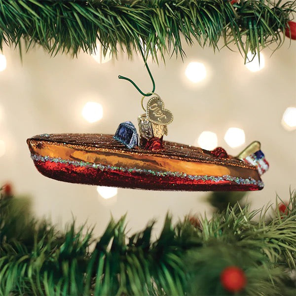 Classic Wooden Boat Ornament  Old World Christmas   