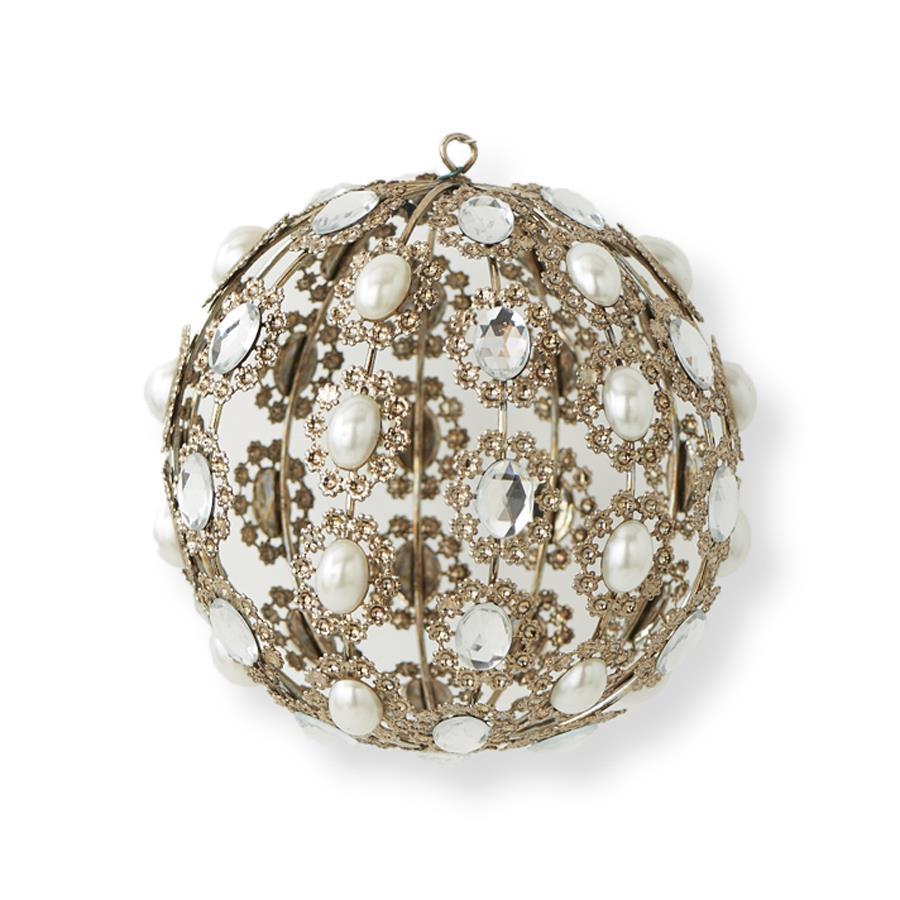 Round Metal Ornament w/Round Pearls  K&K   