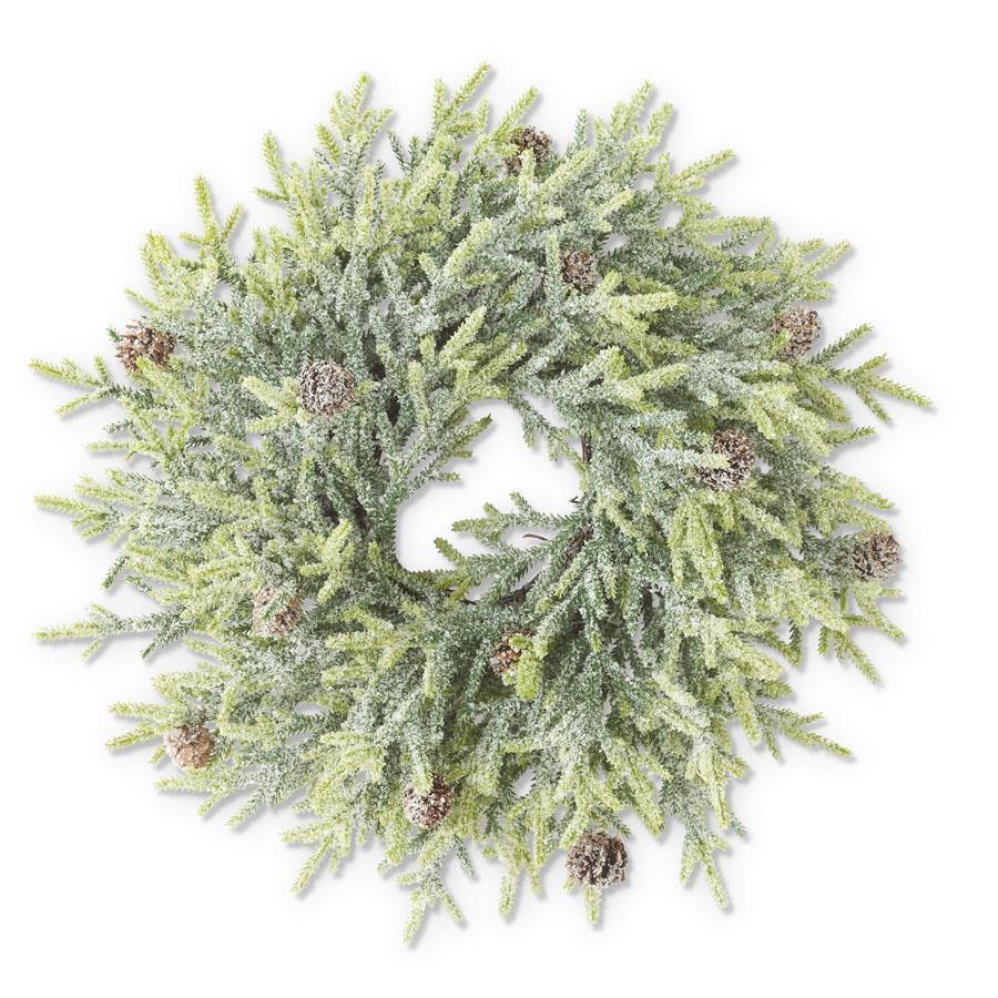 Snowy Juniper Wreath w/Mini Pinecones  K&K   