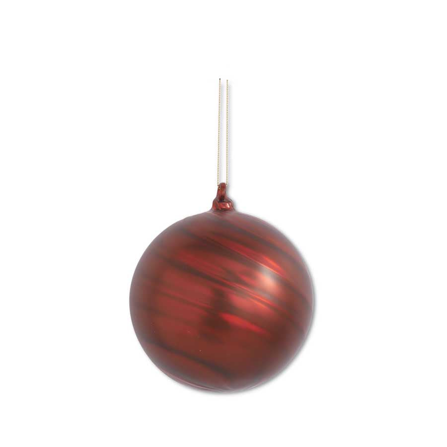 Matte Red Swirl Round Glass Ornament  K&K   