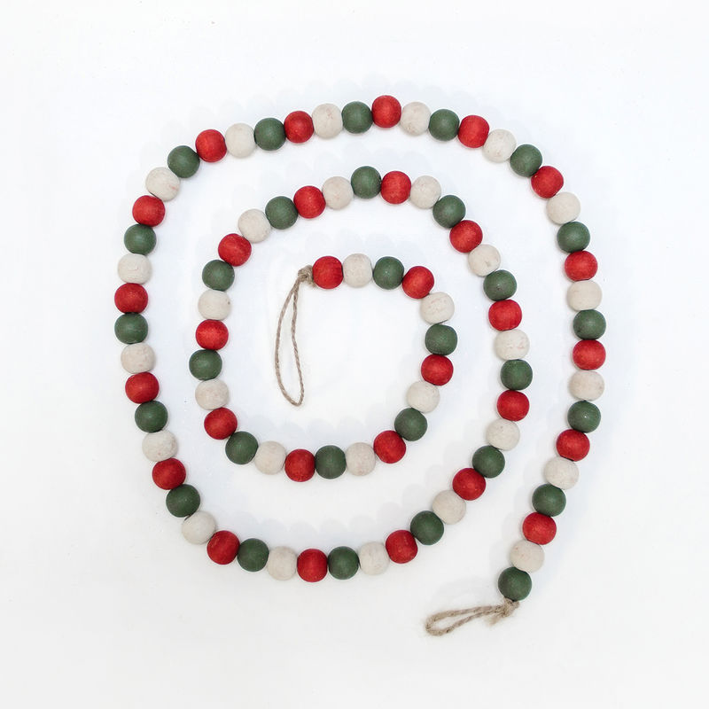 Wooden Bead Garland - Green/White/Red Adams Christmas Adams & Co.   