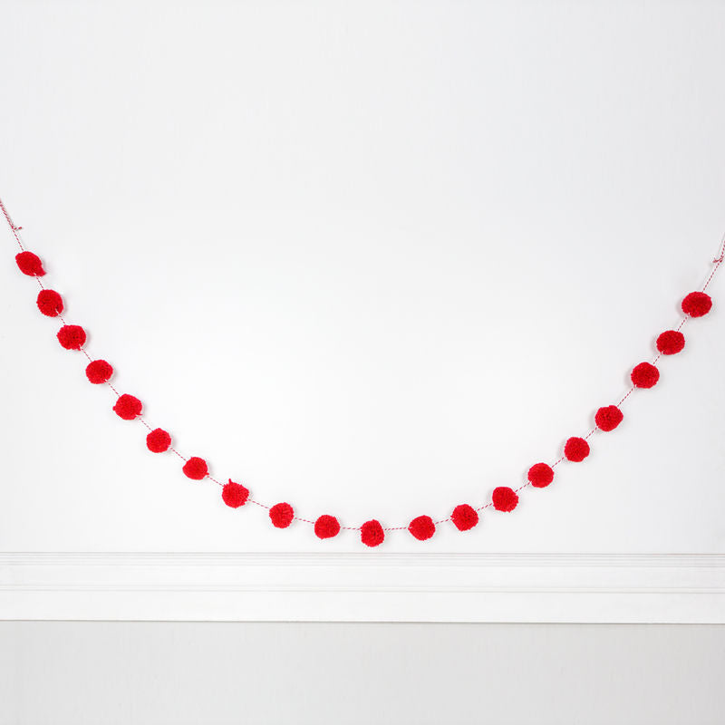 Pom Pom Garland - Red 5' Adams Christmas Adams & Co.   