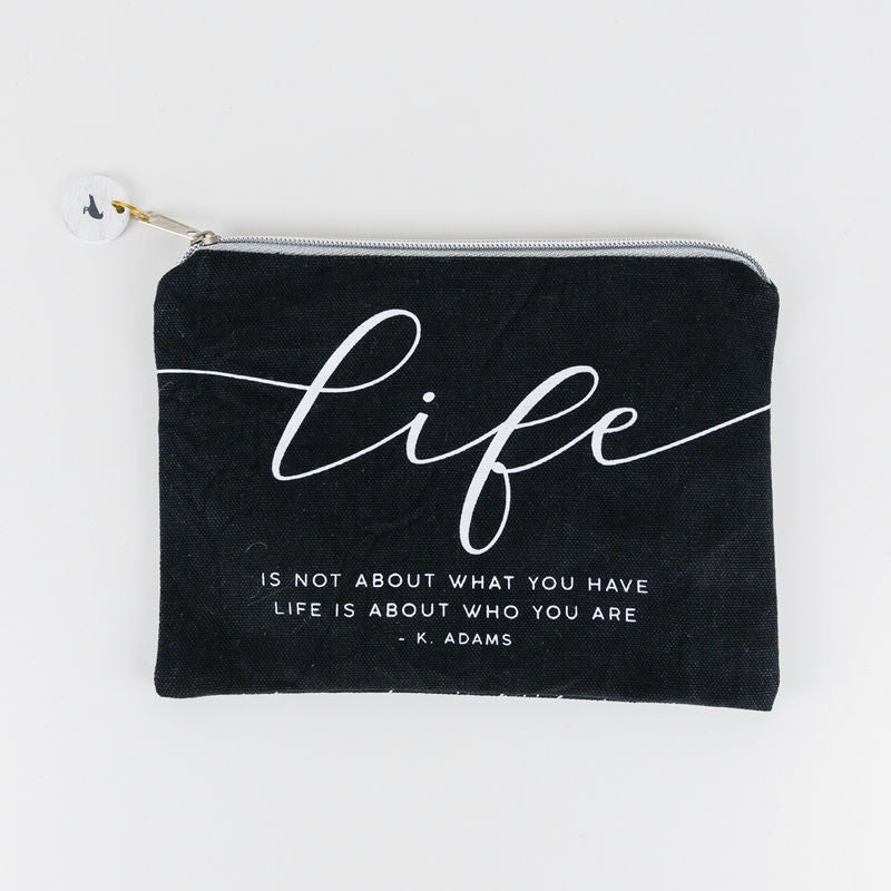 Canvas Clutch (Life) Black/White Adams Everyday Adams & Co.   