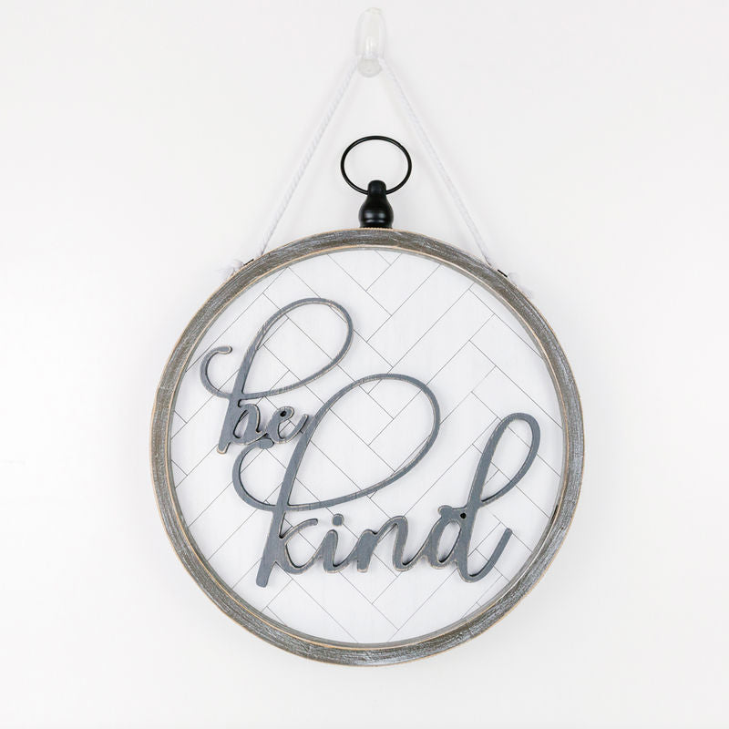 Reversible Round Wood Hang Framed Sign - Be Kind - Sm Adams Ledgie Adams & Co.   