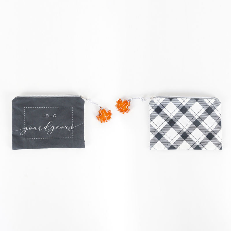 Canvas Clutch (Gourdgeous) Black/White/Orange/Gray Adams Fall/Thanksgiving Adams & Co.   