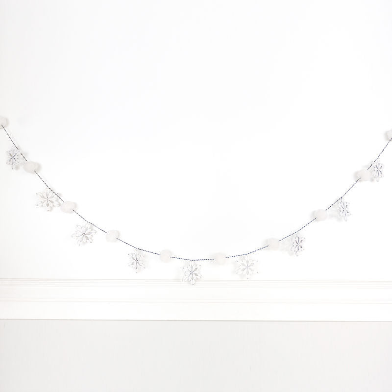 Pom Pom Garland (Snowflakes) White/Black Adams Christmas Adams & Co.   