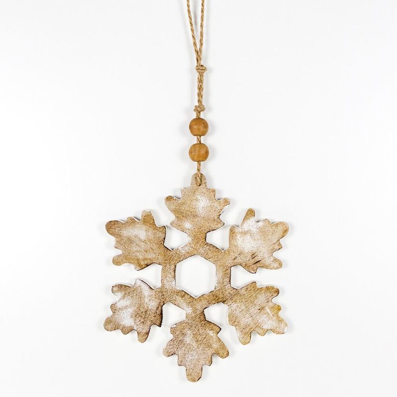 Mango Wood Hanging Ornament - Snowflake Adams Christmas Adams & Co.   