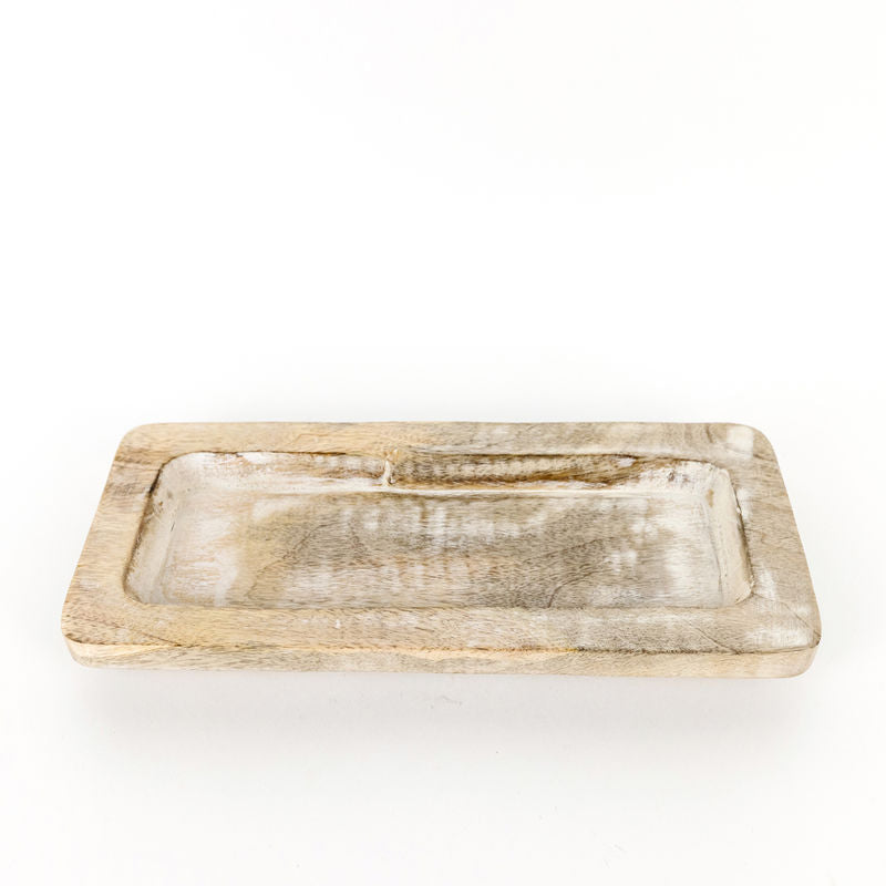 Mango Wood Tray, Natural/White Adams Everyday Adams & Co.   