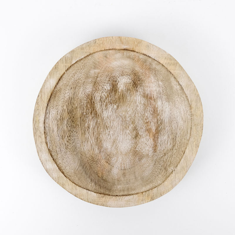 Mango Wood Round Tray, Natural/White Adams Everyday Adams & Co.   