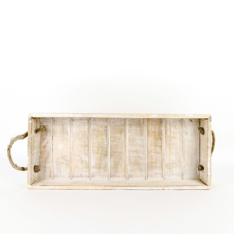 Mango Wood Tray (Shiplap Pattern) Natural/White Adams Everyday Adams & Co.   