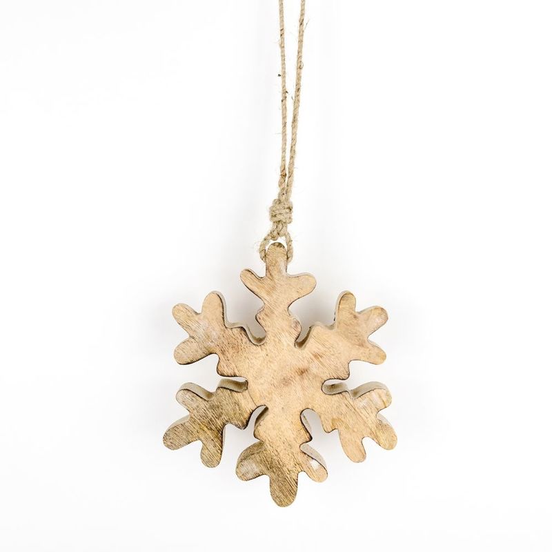 Mango Wood Ornament - Snowflake Adams Christmas Adams & Co.   