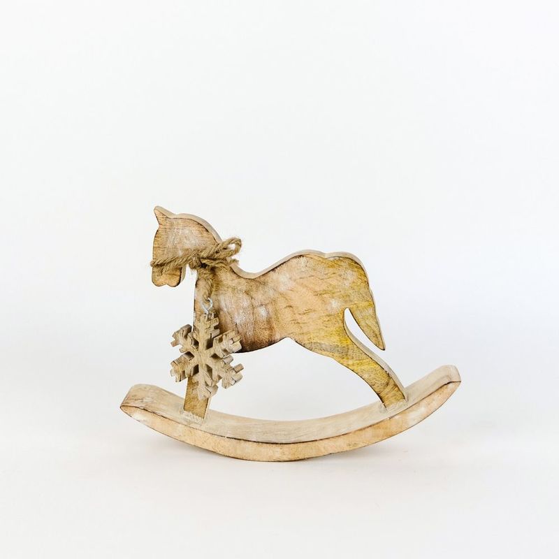 Mango Wood Cutout - Rocking Horse Adams Christmas Adams & Co.   