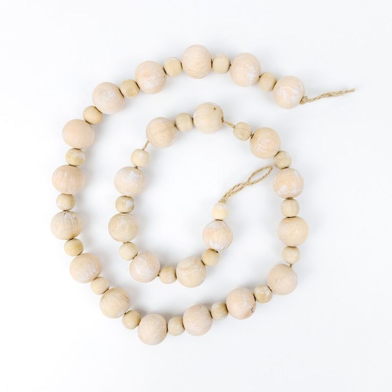 Bamboo Wood Bead Garland Varied, Natural/White Adams Everyday Adams & Co.   