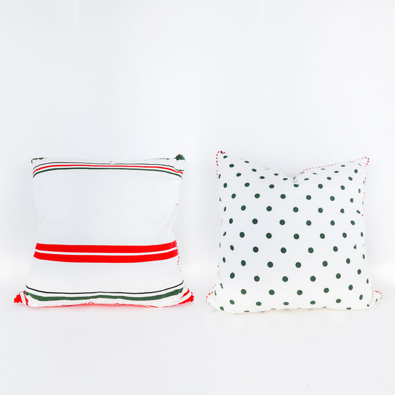 Reversible Pillow (Stripe/Polka) Red/Green Adams Christmas Adams & Co.   