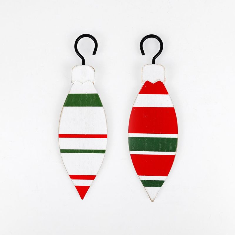 Double Sided Wood Ornament (Teardrop) White/Red/Green Adams Christmas Adams & Co.   