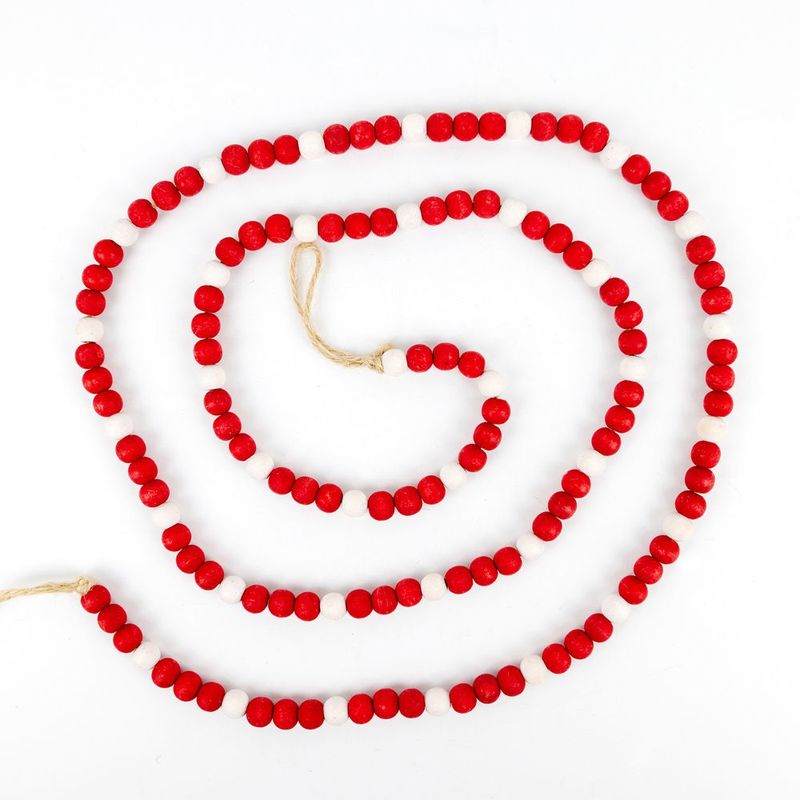 Wood Bead Garland - Red/White Adams Garland Adams & Co.   