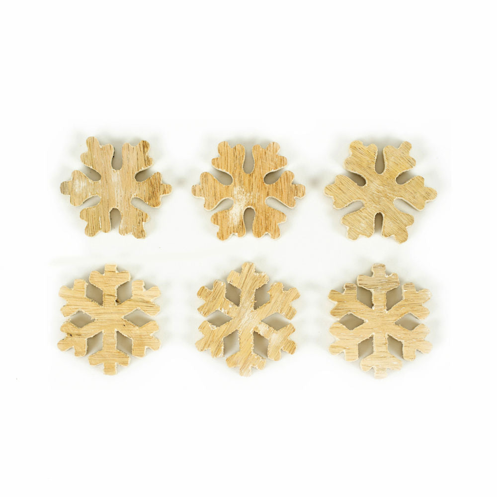 Mango Wood Shapes Set Of 6 - Snowflake Adams Christmas Adams & Co.   