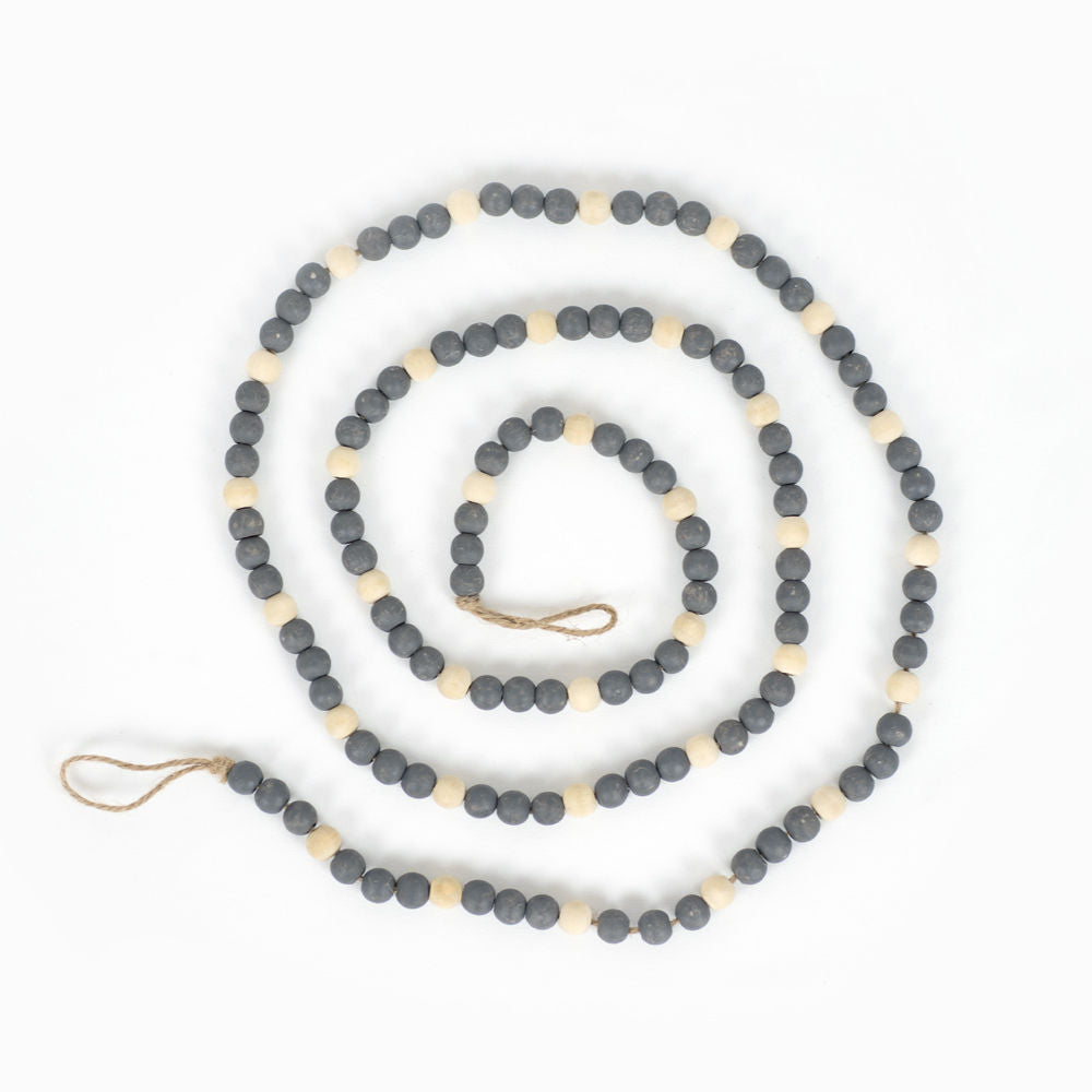 Wood Bead Garland - Dark Grey/Natural Adams Everyday Adams & Co.   