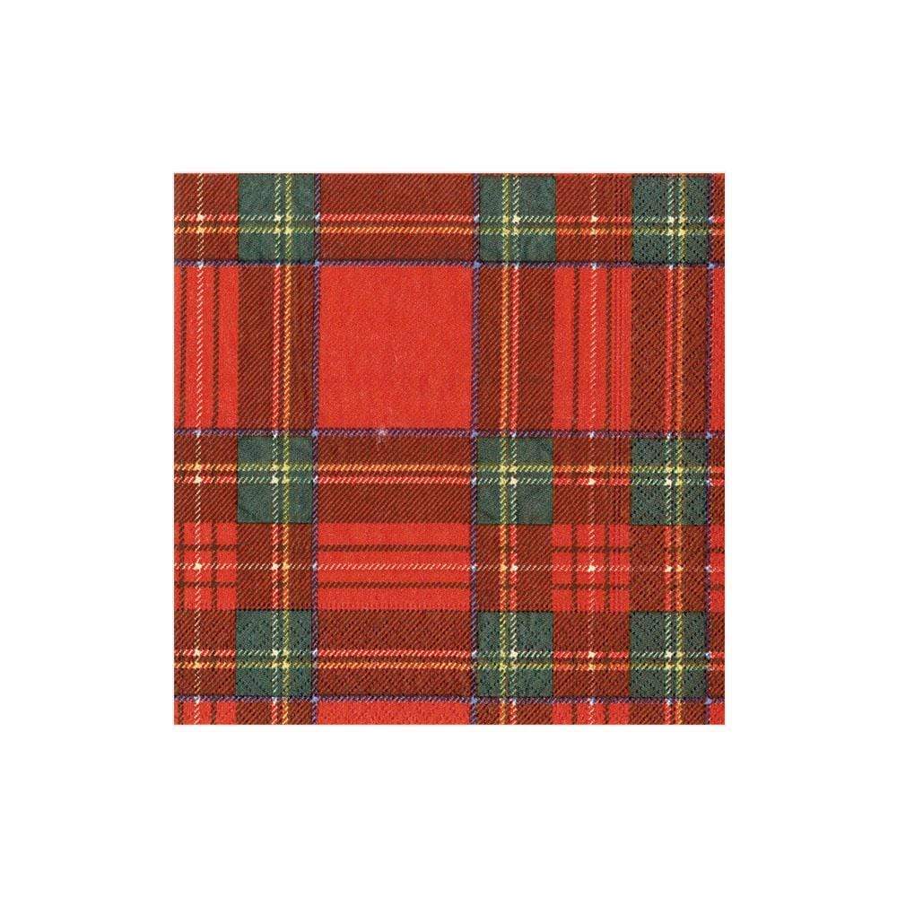 Cocktail Napkin - Royal Plaid Paper Napkins Caspari   