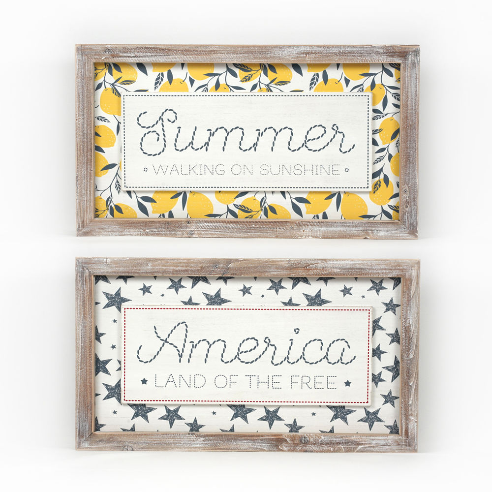 Reversible Wood Framed Sign (Summer/America) Adams Summer Adams & Co.   