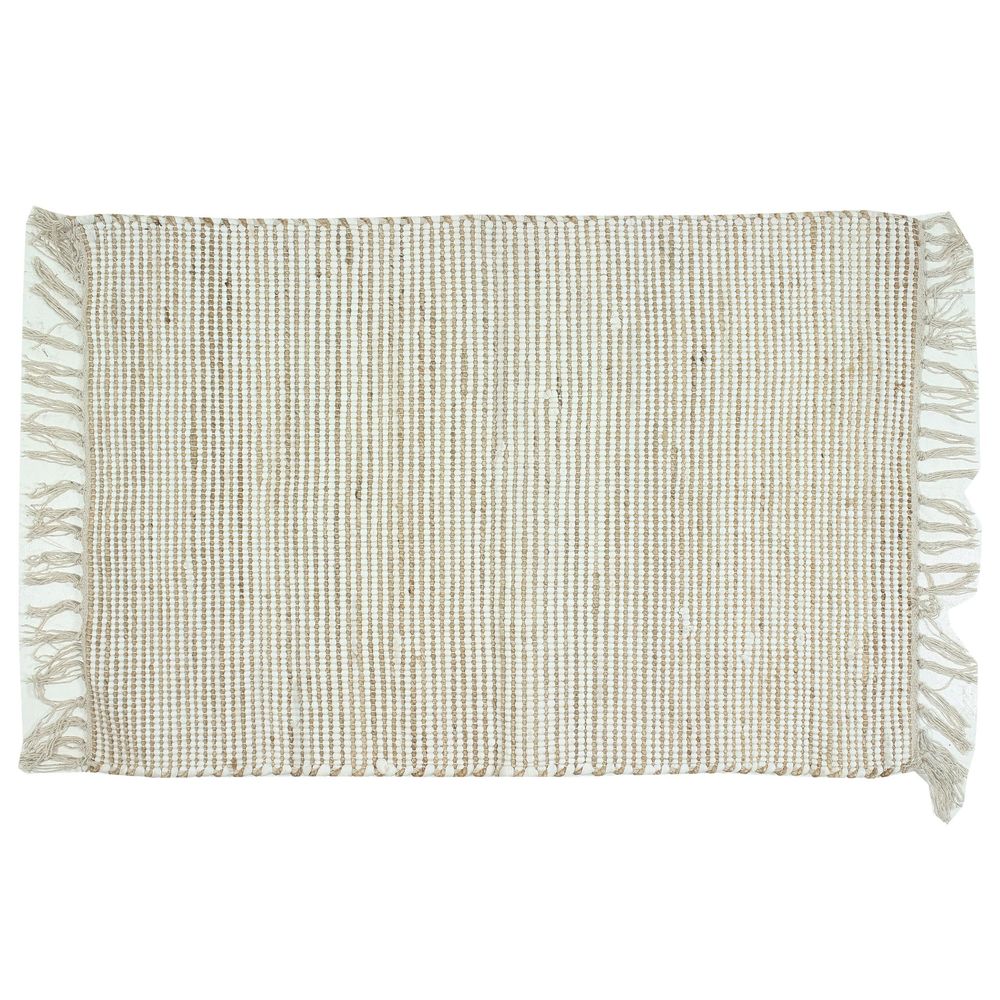 Jute/Chindi Rug W/ Fringes, Ntrl/Wh Adams Everyday Adams & Co.   