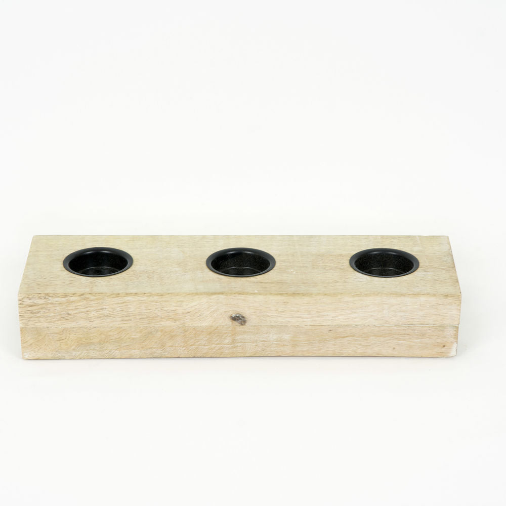 Triple Wood Tealight Holder Adams Everyday Adams & Co.   