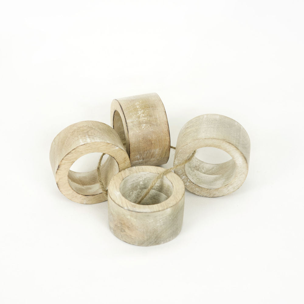 Mango Wood Napkin Ring - Round S/4 Adams Everyday Adams & Co.   