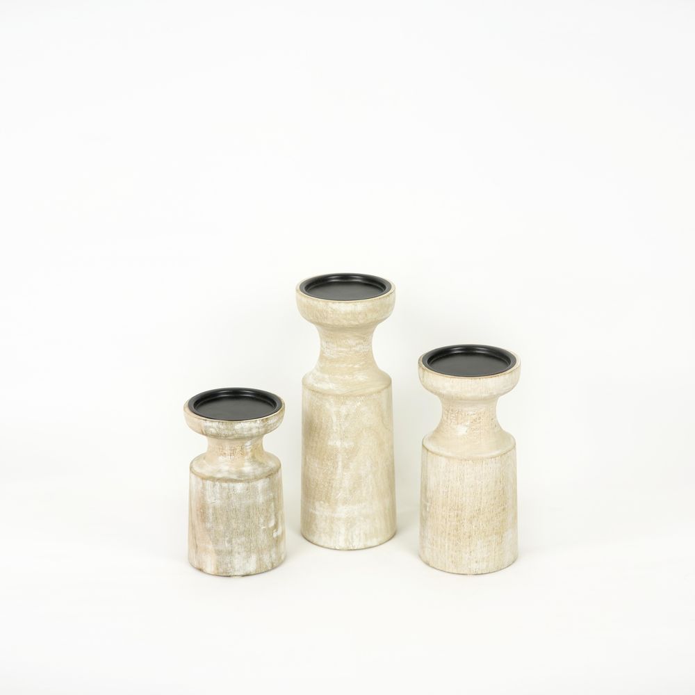 Mango Wood Candle Holders Set/3 Adams Everyday Adams & Co.   